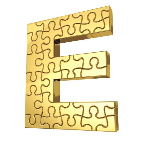 3D-rendering av pussel bokstaven i guld metall på en vit isola — Stockfoto