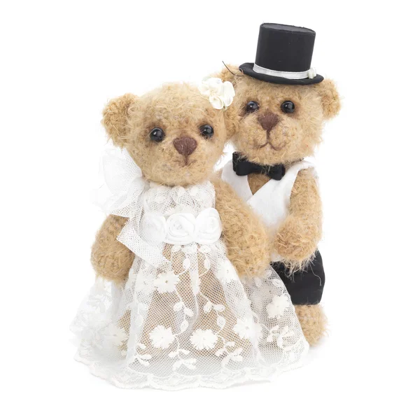 Classic teddy bear gentleman and his bride — Stock Photo, Image