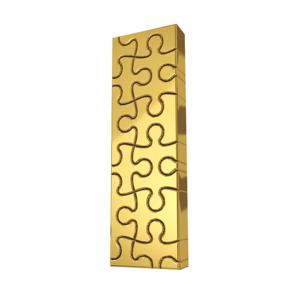 3d визуализация буквы-головоломки в золотом металле на белой изоле — стоковое фото