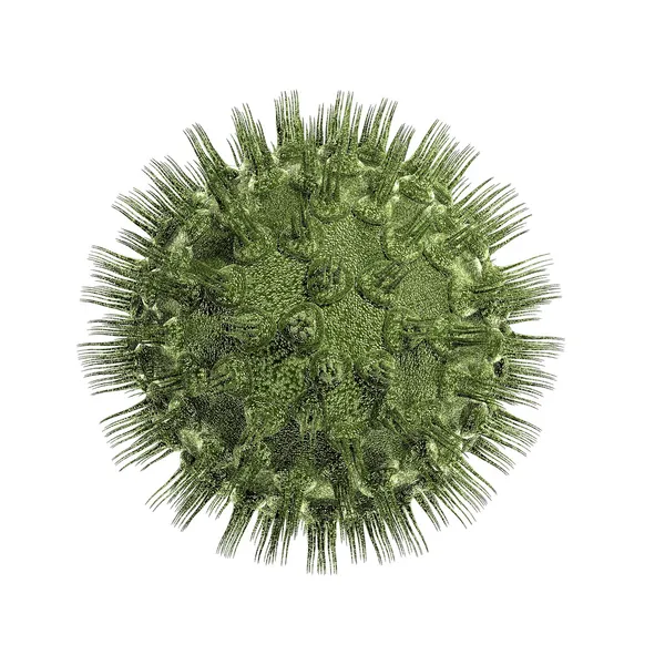 Representación del virus bacteriano en color verde aislado en blanco — Foto de Stock