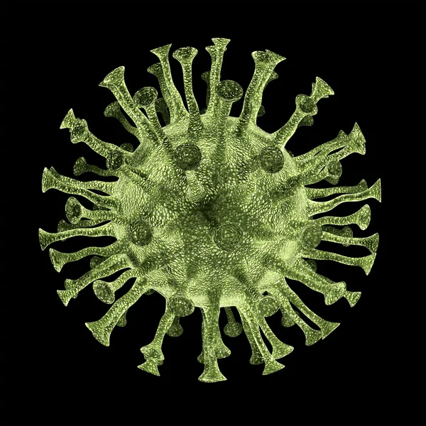 Vírus da bactéria renderizar na cor verde isolado no branco — Fotografia de Stock