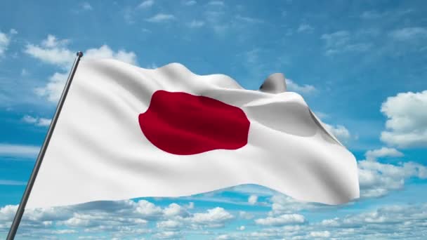 Japonsko mávání vlajkami pozadí time-lapse mraky — Stock video