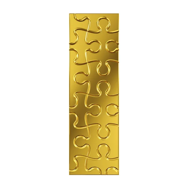 Буква I в золотом металле на белом изолированном фоне — стоковое фото