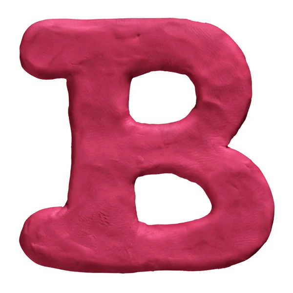 在白色背景上孤立的橡皮泥红色字母 b — 图库照片