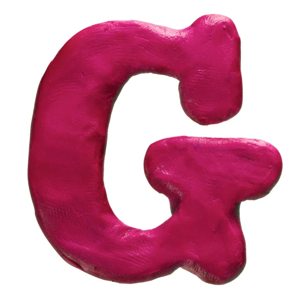 Plasticine red letter G isolated on a white background — Stock Photo, Image