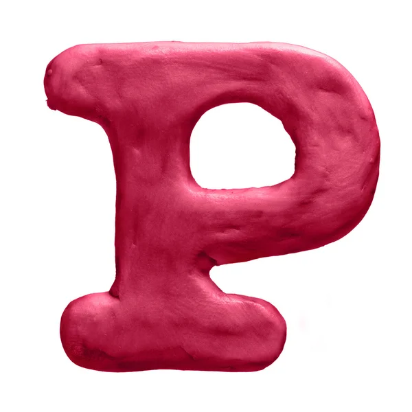 Plasticola rossa lettera P isolata su sfondo bianco — Foto Stock