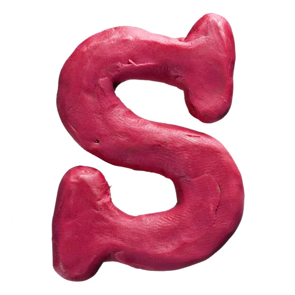 Plasticine red letter S isolated on a white background — Stock Photo, Image