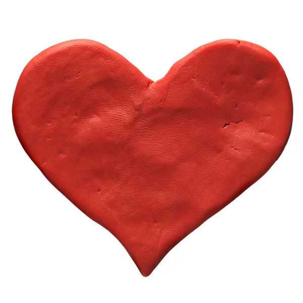 Corazón rojo de San Valentín hecho con plastilina —  Fotos de Stock