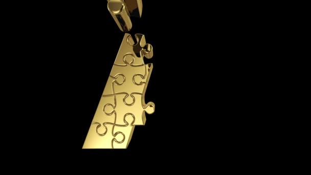 Puzzle de letras en metal dorado — Vídeo de stock