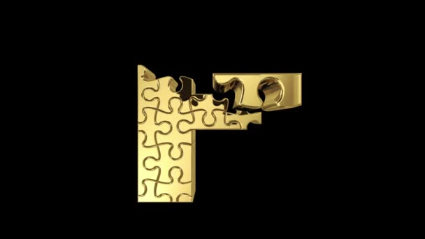 Puzzel brief in goud metaal — Stockvideo