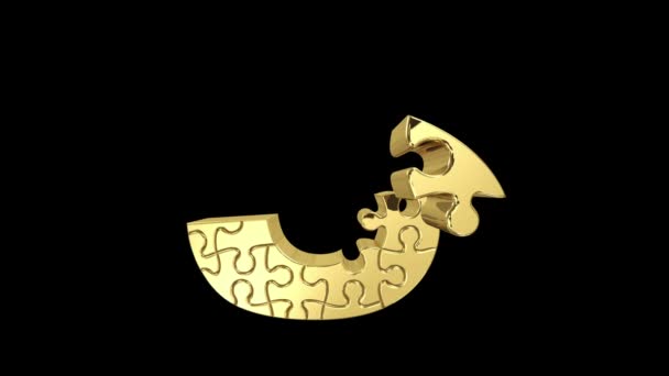 Puzzle-Buchstabe in Gold Metall — Stockvideo