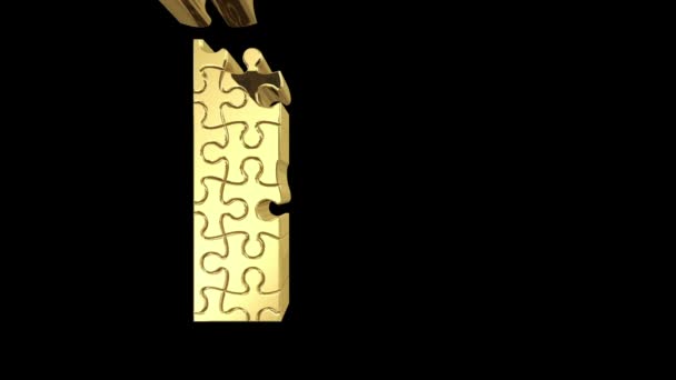 Puzzle letter in gold metal — Stock Video