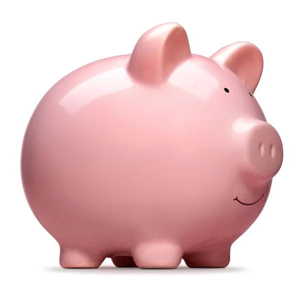 Banco piggy rosa isolado no fundo branco — Fotografia de Stock