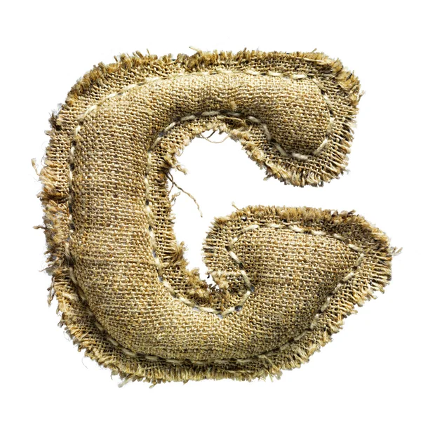 Лляна старовинна тканина G-літери ізольовані на білому — стокове фото