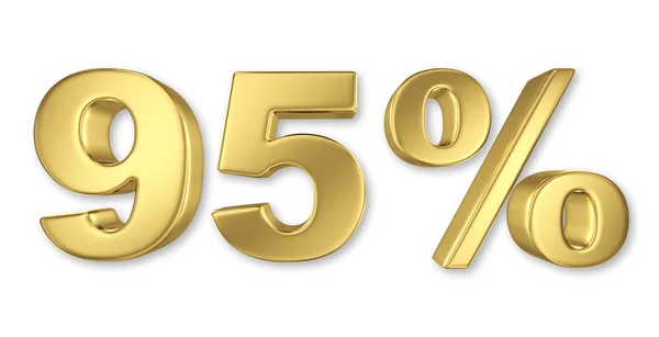 95 percent discount digits in gold metal, ninety five percent off golden sign — Stock Photo, Image
