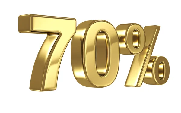 70 Discount digits in gold metal, seventy percent off golden sign — Stock Photo, Image