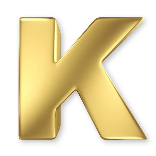 Letter K from gold solid alphabet — Stock Photo, Image