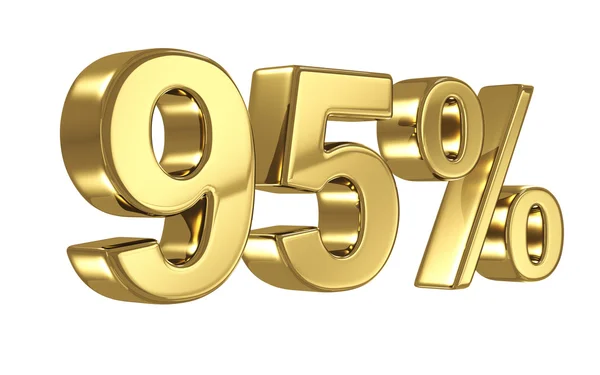 95 Discount digits in gold metal, ninety five percent off golden sign — Stock Photo, Image