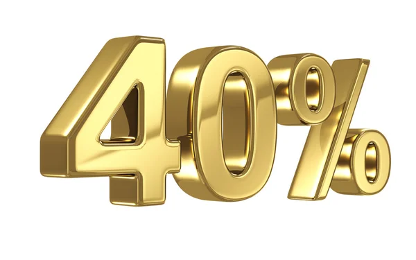 40 Discount digits in gold metal, forty percent off golden sign — Stock Photo, Image