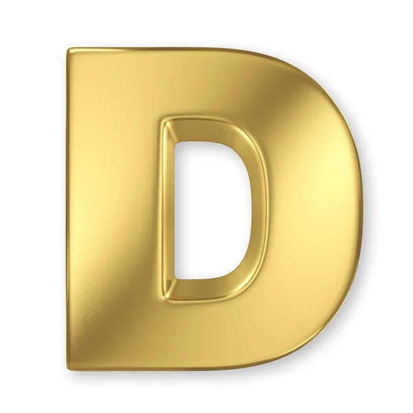 Letter D from gold solid alphabet — Stock Photo, Image