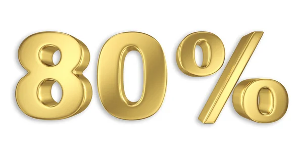 80 percent discount digits in gold metal, eighty percent off golden sign — Stock Photo, Image