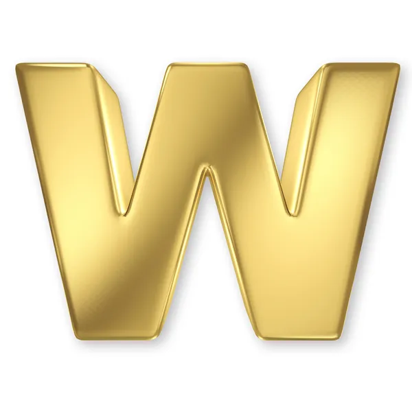 Буква W из золотого твердого алфавита — стоковое фото