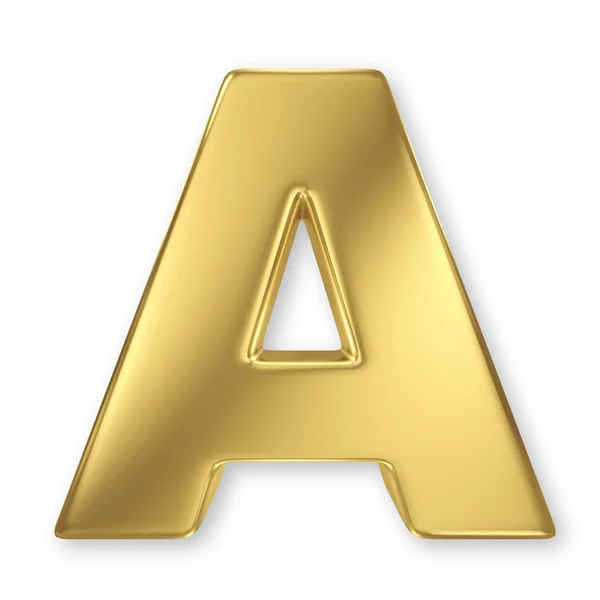 Letter A from gold solid alphabet — Stock Photo, Image