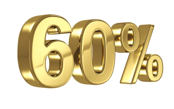 60 Discount digits in gold metal, sixty percent off golden sign — Stock Photo, Image