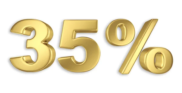 35 percent discount digits in gold metal, thirty five percent off golden sign — Stock Photo, Image