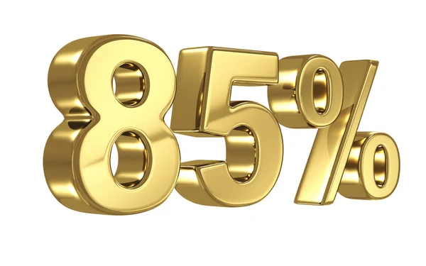 85 Discount digits in gold metal, eighty five percent off golden sign — Stock Photo, Image