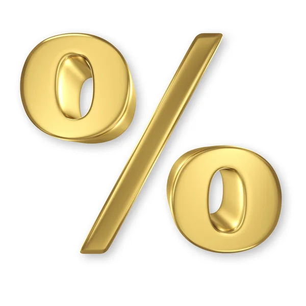 Digit number 0 in gold metal on white — Stock Photo, Image