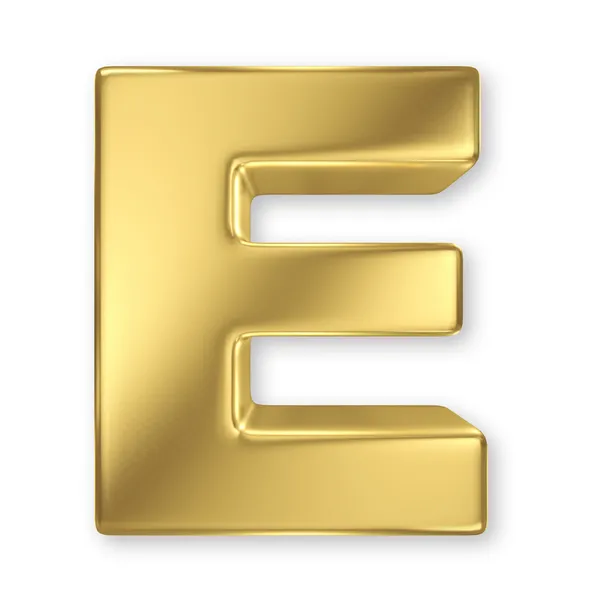 Letter E from gold solid alphabet — Stock Photo, Image