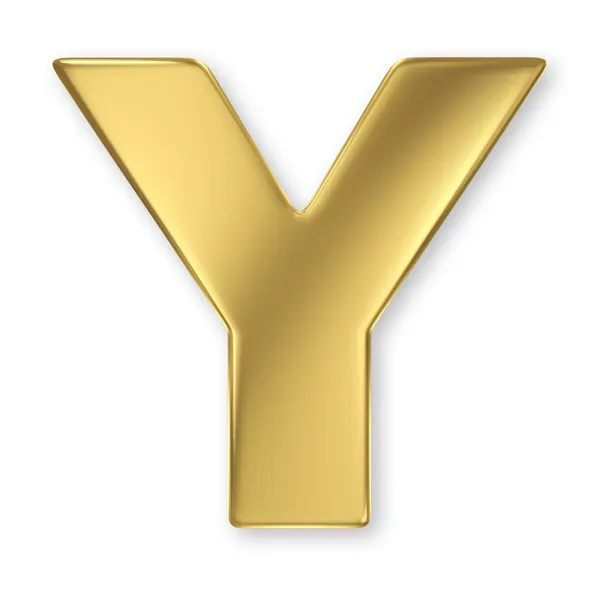 Carta Y de ouro alfabeto sólido — Fotografia de Stock
