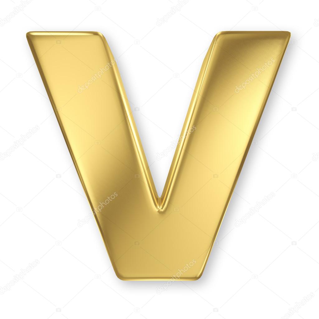 Letter V from gold solid alphabet Stock Photo by ©smaglov 34119599