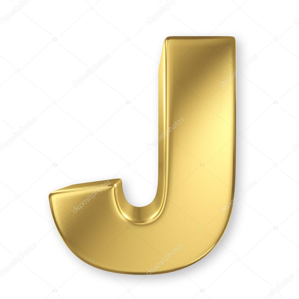 Letter J from gold solid alphabet Stock Photo by ©smaglov 34119677