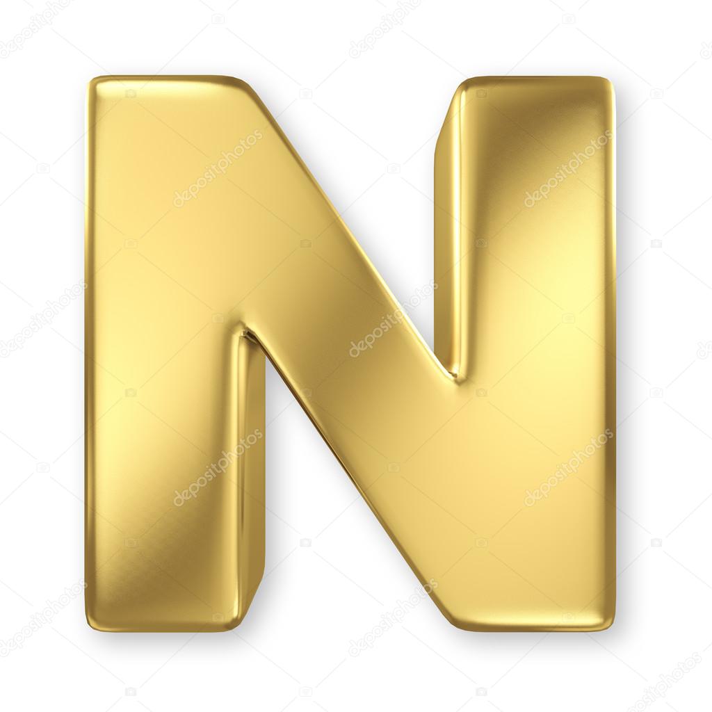 Letter N from gold solid alphabet Stock Photo by ©smaglov 34119733