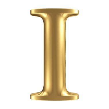 Golden matt letter I, jewellery font collection clipart