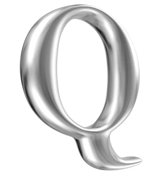 Aluminium font letter Q in perspective — Stock Photo, Image