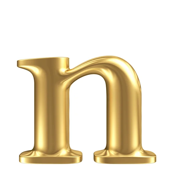 Golden matt lowercase letter n, jewellery font collection — Stock Photo, Image