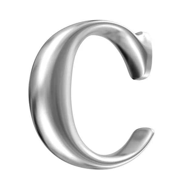 Carattere Aluminium letter C in perspective — Foto Stock