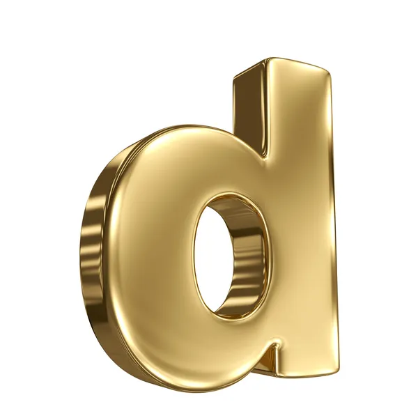 Letter d from gold solid alphabet — Stock Photo, Image