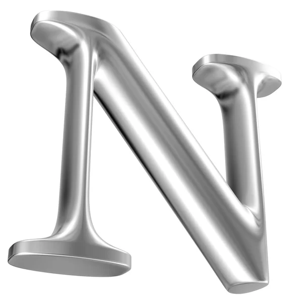 Aluminium lettertype alfabet n in perspectief — Stockfoto