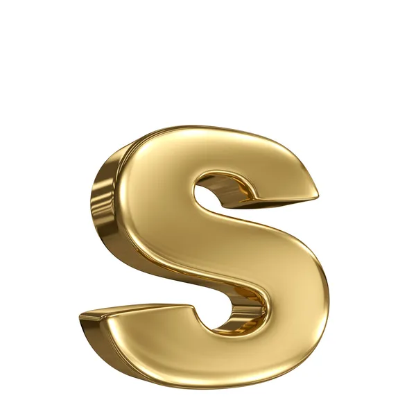 Letra S del alfabeto oro macizo — Foto de Stock