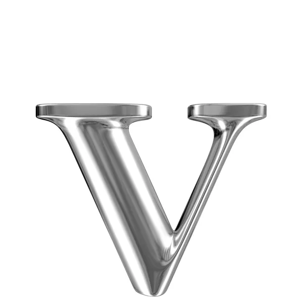 Aluminium font lorewcase letter v — Stock Photo, Image