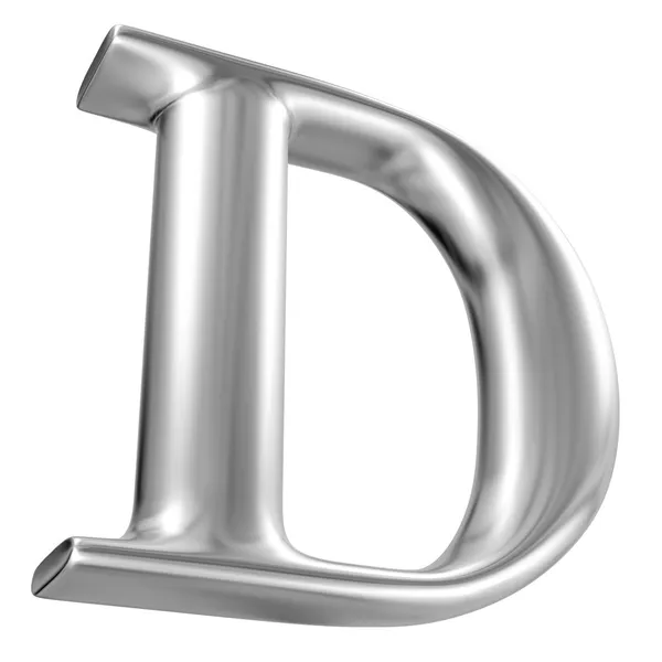 Aluminium font letter D in perspective — Stock Photo, Image