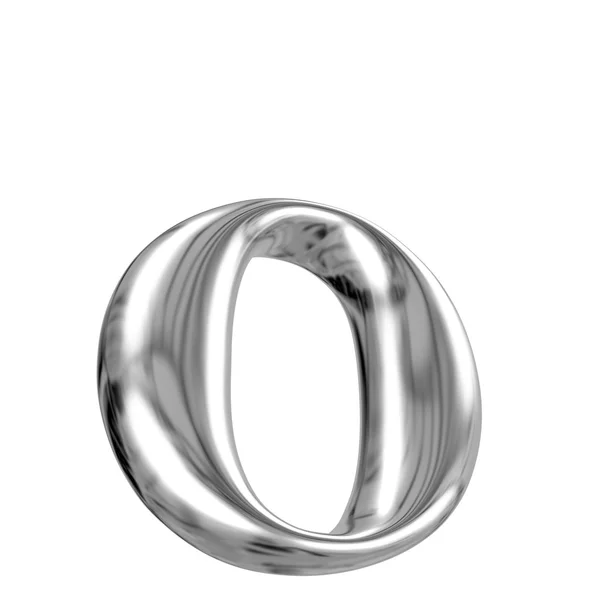 Metal lowercase letter o from chrome solid alphabet — Stock Photo, Image