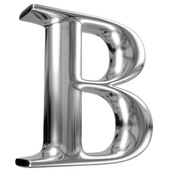 Metal Letter B from chrome solid alphabet. — Stock Photo, Image