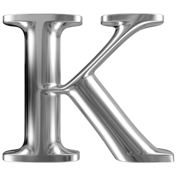 Metallbuchstabe k aus chromfestem Alphabet. — Stockfoto