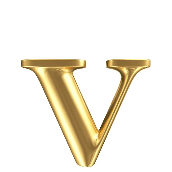 Golden matt lowercase letter v, jewellery font collection — Stock Photo, Image