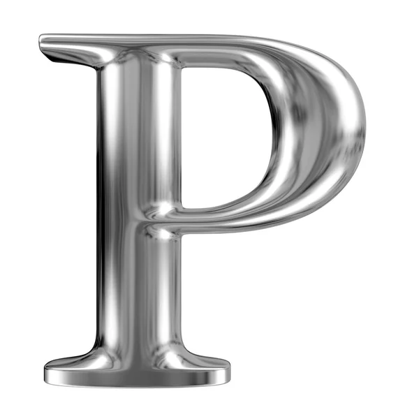 Металлическое письмо P из хромированного твердого алфавита . — стоковое фото